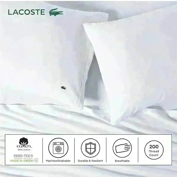 NIP Lacoste King SHEET SET
100% COTTON PERCALE in water blue - Picture 10 of 11